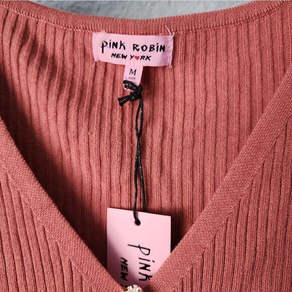 Pink Robin new york y2k 90s style cropped button down long sleeve blouse - Picture 4 of 10